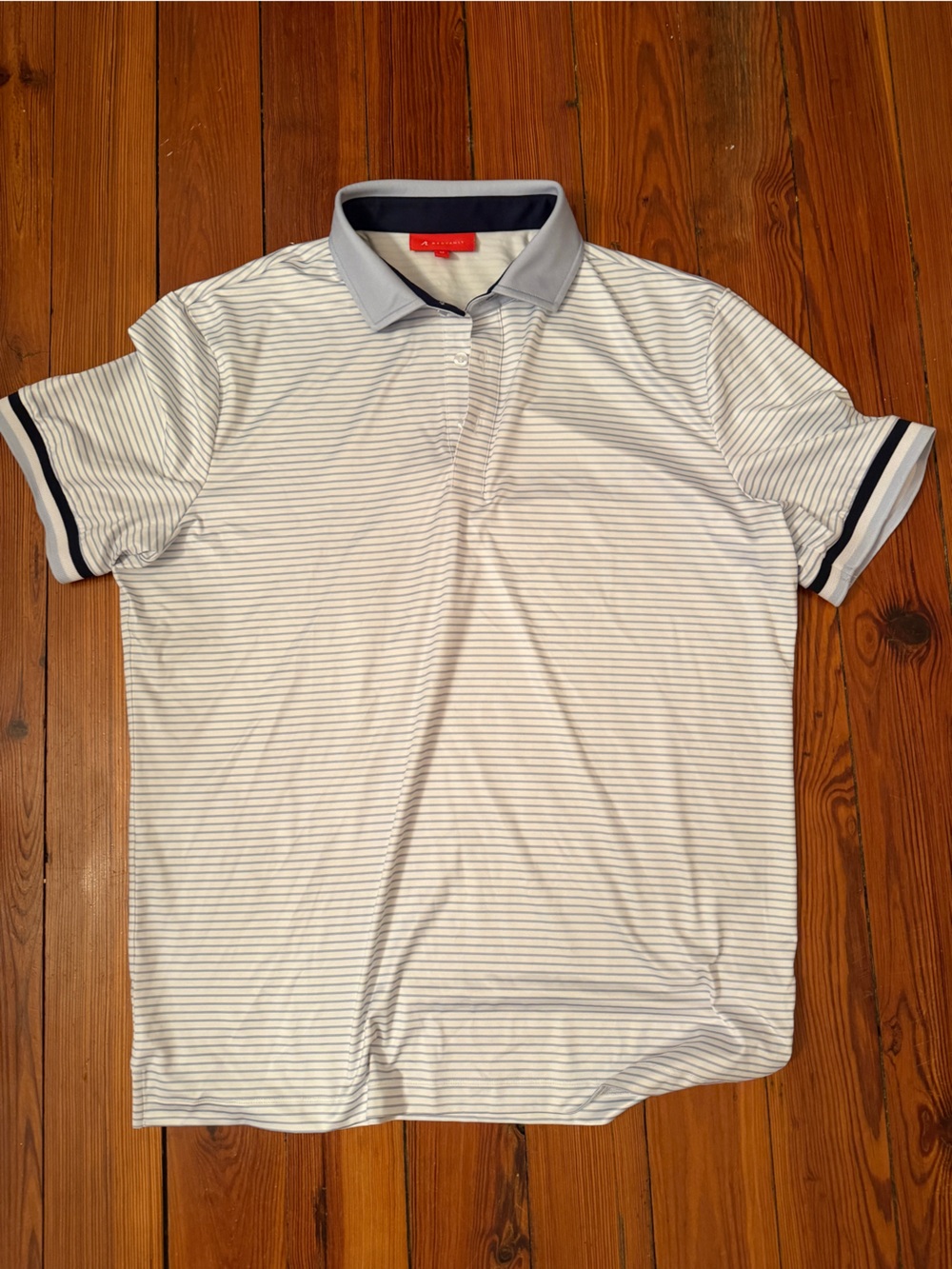 Men's Striped White & Light Blue Polo Undershirt